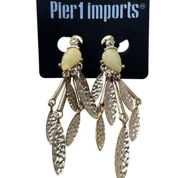 Gold Parrot Dangle Earrings With Yellow Stone Accents By Pier 1 Imports - Picture 2 of 5